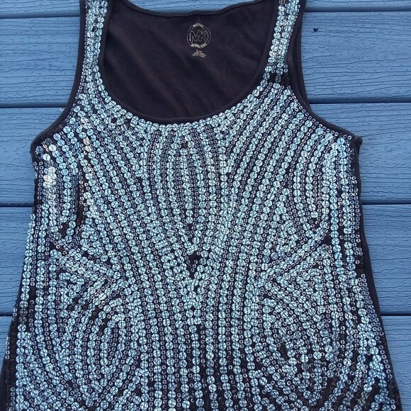 Michael Kors chocolate brown and gold sequin tank top - Picture 1 of 4